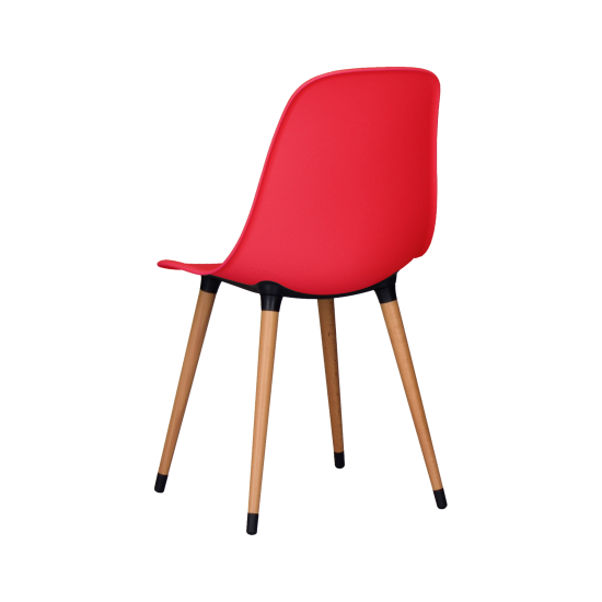 Estelia Abant Sandalye Kırmızı Minderli Ahşap Natural Ayaklı