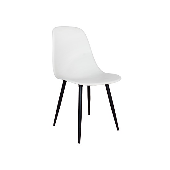 Truva Yemek Masası Takımı Q90 Cm Yuvarlak Metal Ayaklı Beyaz Mermer Masa 4 Adet Abant Beyaz Sandalye