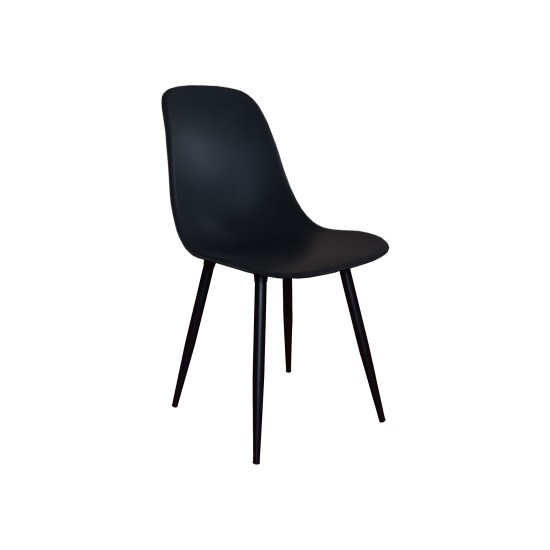 Truva Yemek Masası Takımı 90x120 Cm Metal Ayaklı Siyah Mermer Masa 4 Adet Abant Siyah Sandalye