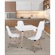 Truva Yemek Masası Takımı 90x90 Kare Ahşap Ayaklı Beyaz Mermer Masa 4 Adet Abant Beyaz Sandalye
