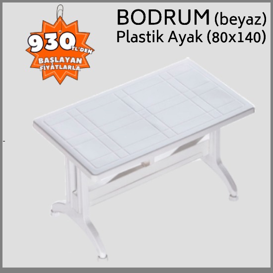 Bodrum 80x140 CM Beyaz Sabit Ayaklı Masa %100 Orijinal (HAM MADDE)