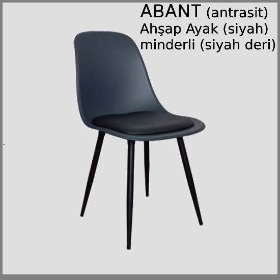 Abant (ANTRASİT) ,Minderli (DERİ) ,Ahşap Siyah Ayaklı