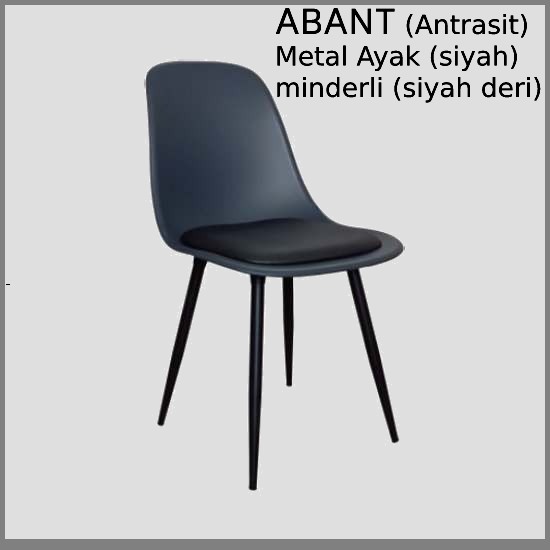 Abant (ANTRASİT) ,Minderli (DERİ) ,Metal Siyah Ayaklı