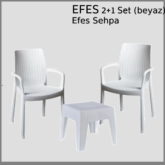 EFES (Beyaz) 2'li Set (2 SANDALYE 1 SEHPA)  %100 Orijinal