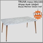 TRUVA Masa (BEYAZ) 90x160 Ahşap Ayaklı