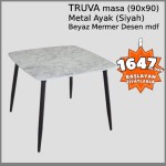 TRUVA Masa (BEYAZ) 90x90 Metal Ayaklı