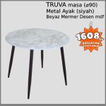 TRUVA Masa (BEYAZ) Ø90 Metal Ayaklı