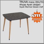 TRUVA Truva Masa (Siyah) 90x90 Ahşap Ayaklı