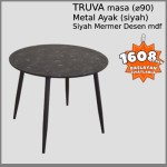 TRUVA Masa (SİYAH) Ø90 Metal Ayaklı