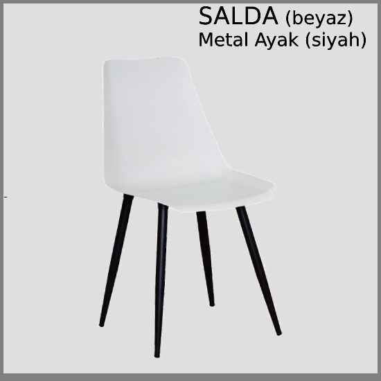 SALDA  (BEYAZ) ,  Metal Siyah Ayaklı