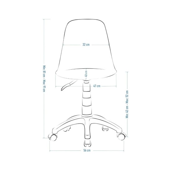Estelia Abant Siyah Plastik Ayaklı Çalışma Sandalyesi