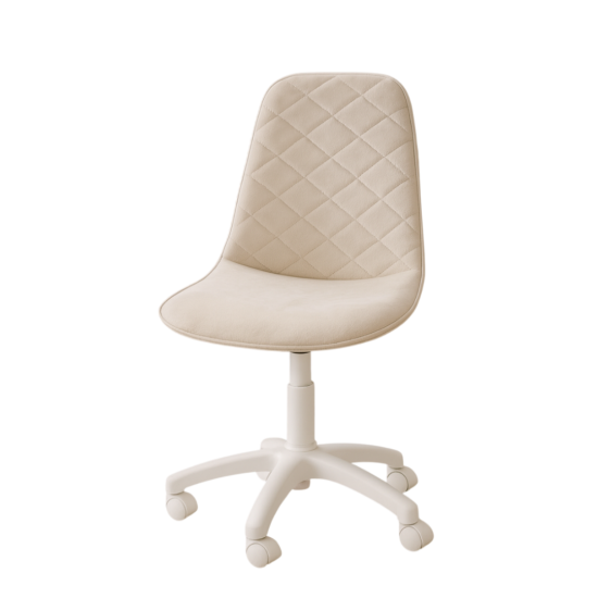 Estelia Truva Baby Face Döşemeli Beyaz Plastik Ayaklı Çalışma Sandalyesi