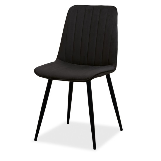 Estelia Kapadokya Baby Face Döşemeli Siyah Metal Ayaklı Sandalye