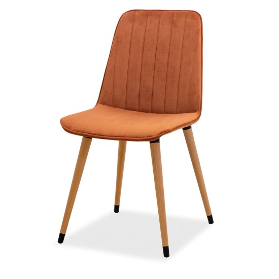 Estelia Kapadokya Baby Face Döşemeli Doğal Ahşap Ayaklı Sandalye