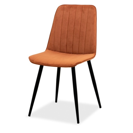 Estelia Kapadokya Baby Face Döşemeli Siyah Metal Ayaklı Sandalye