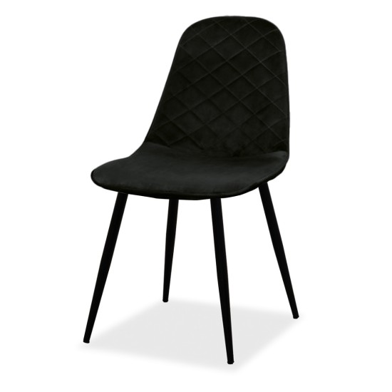 Estelia Truva Baby Face Döşemeli Siyah Metal Ayaklı Sandalye