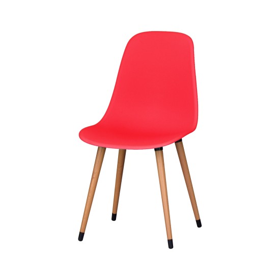 Estelia Abant Sandalye Kırmızı Ahşap Natural Ayaklı